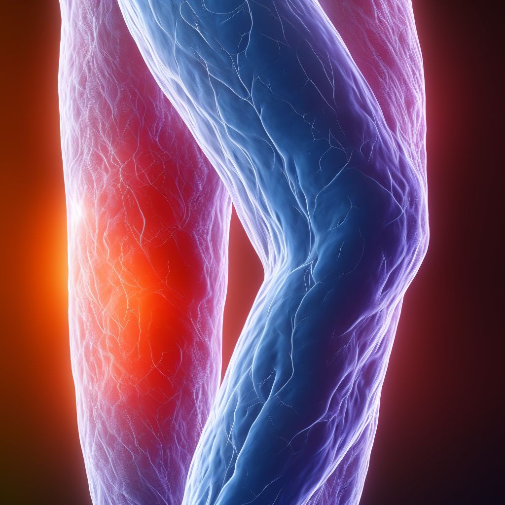 Varicose veins of left lower extremity with ulcer of thigh digital illustration