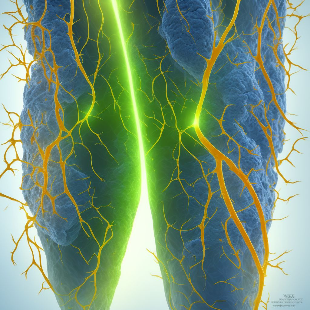 Varicose veins of right lower extremity with other complications digital illustration