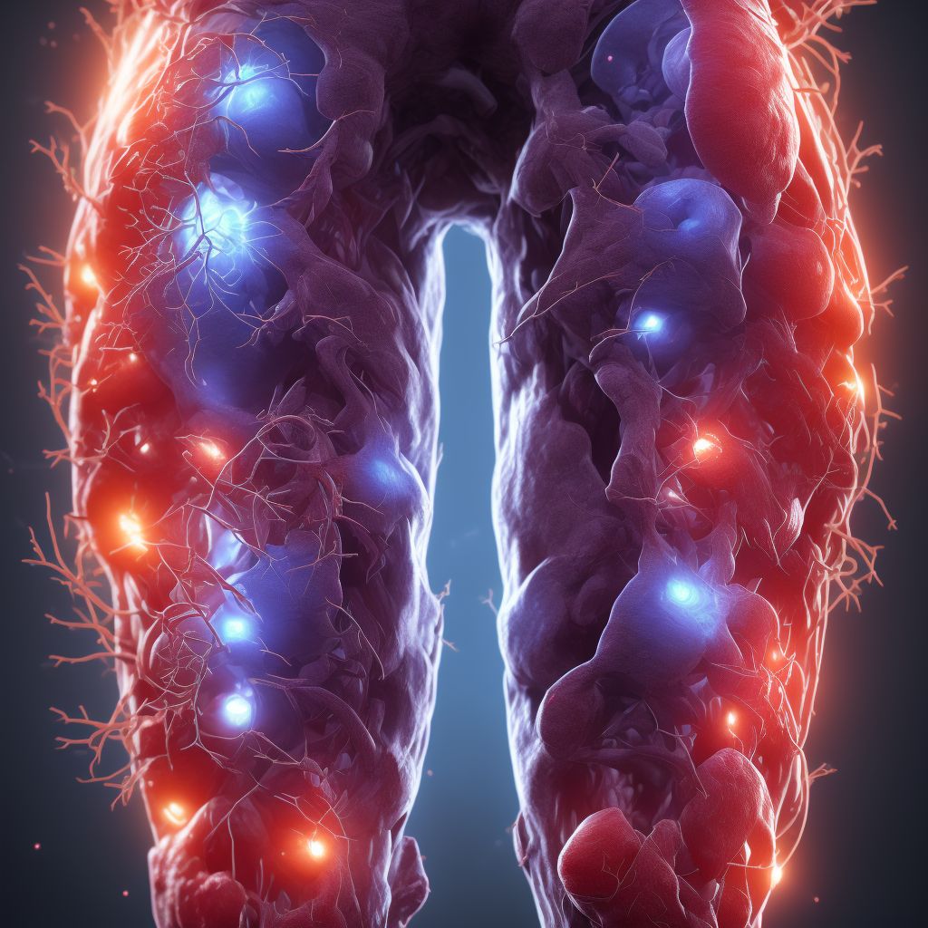 Postthrombotic syndrome with other complications of right lower extremity digital illustration