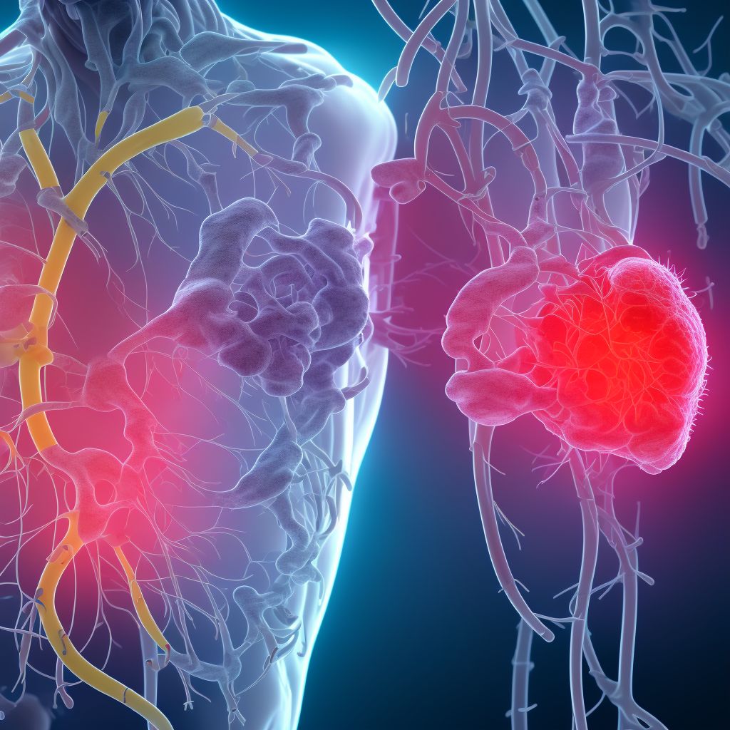 Intraoperative hemorrhage and hematoma of a circulatory system organ or structure complicating a cardiac catheterization digital illustration