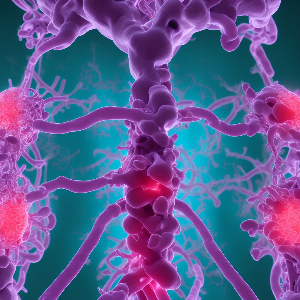 Postprocedural hematoma of a circulatory system organ or structure following other procedure digital illustration