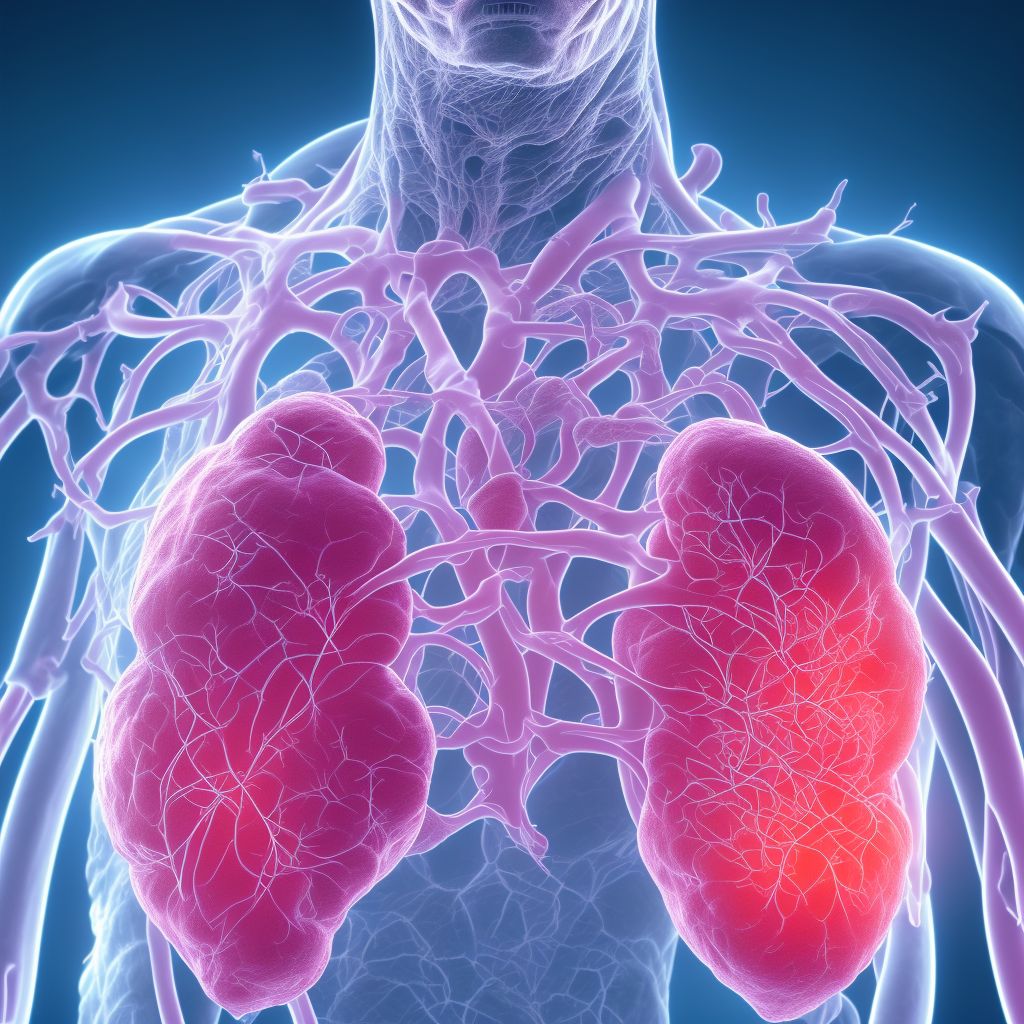 Postprocedural seroma of a circulatory system organ or structure following a cardiac catheterization digital illustration