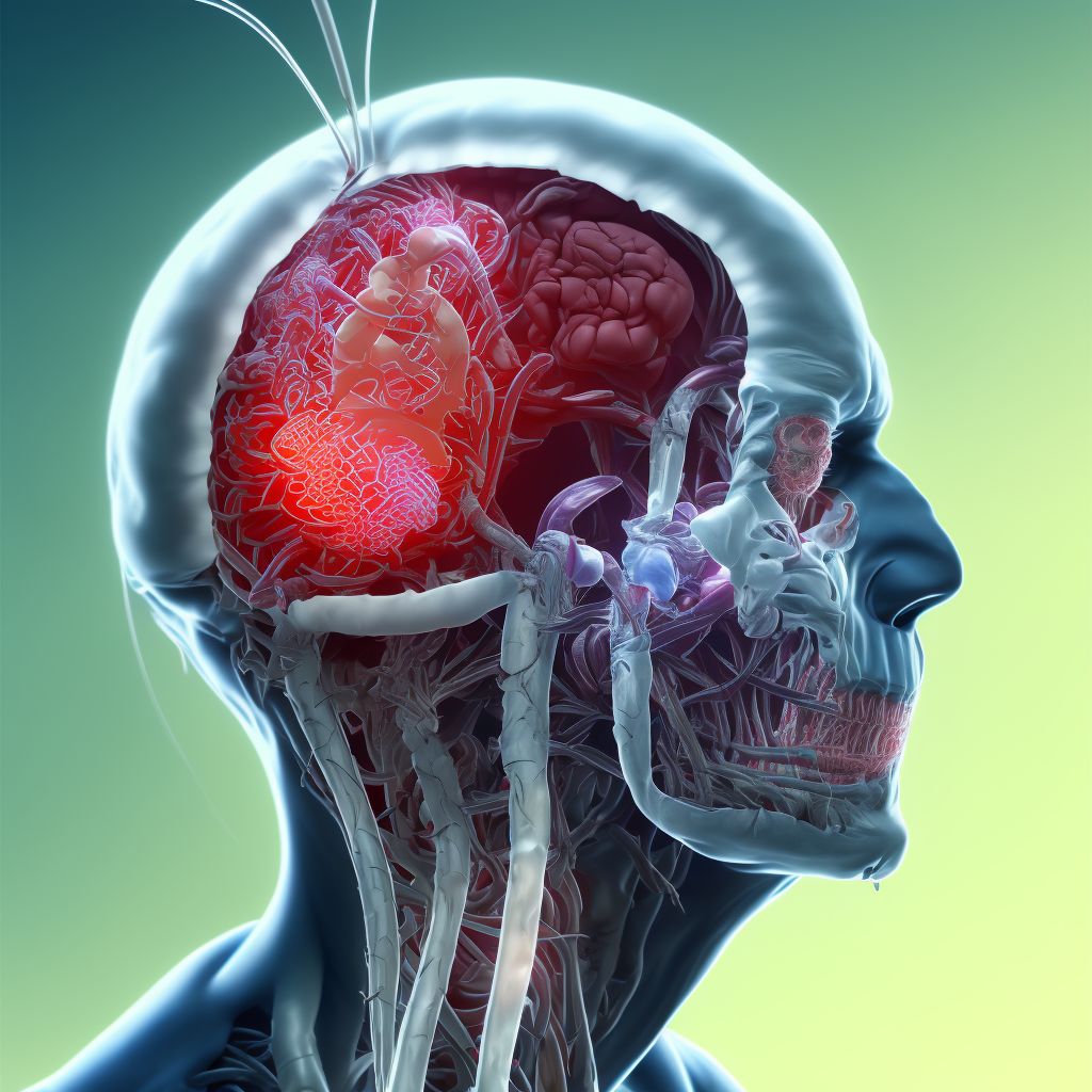 Intraoperative cerebrovascular infarction during other surgery digital illustration