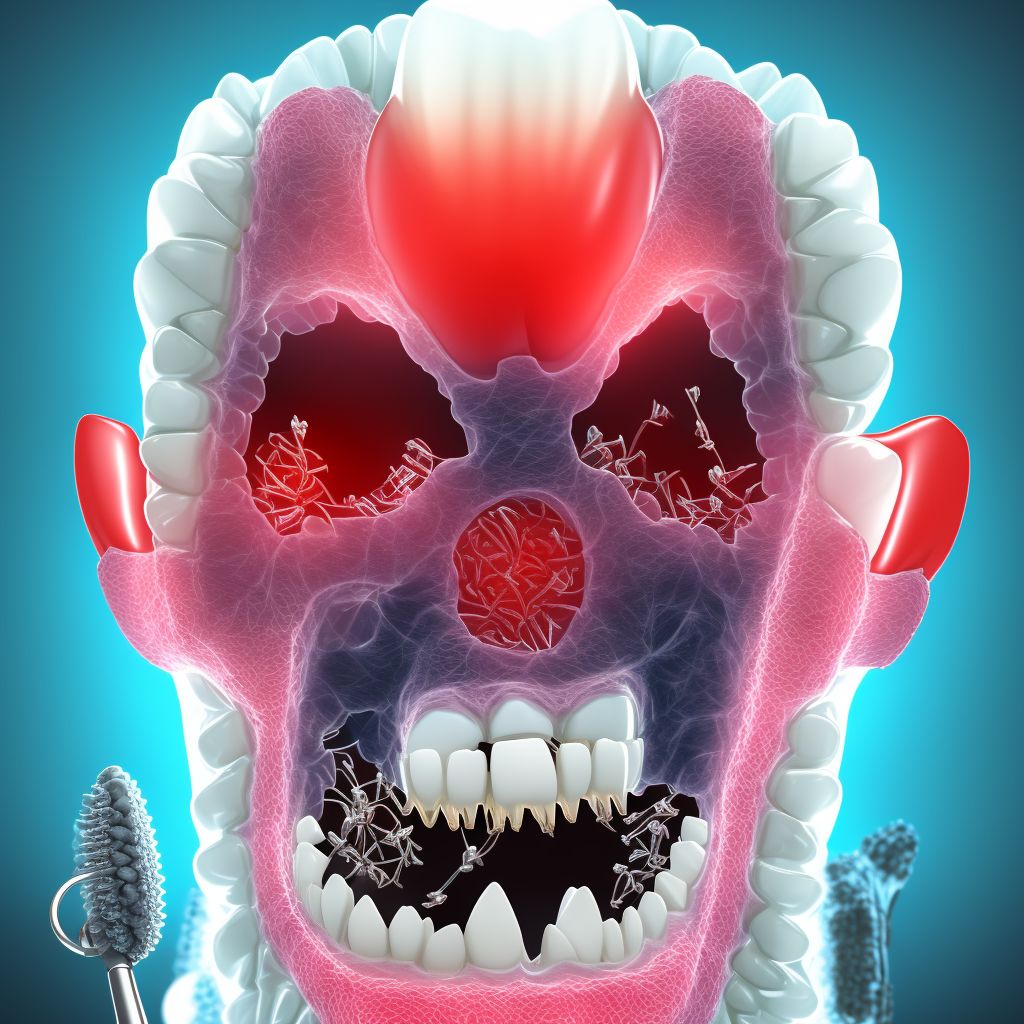 Complete loss of teeth due to periodontal diseases, class III digital illustration