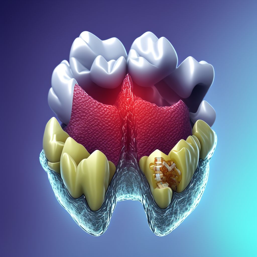 Complete loss of teeth due to other specified cause, class II digital illustration