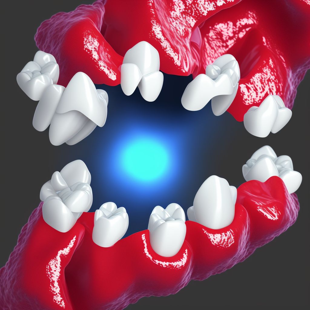 Partial loss of teeth due to trauma, class II digital illustration