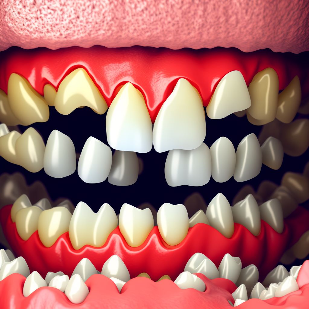 Partial loss of teeth due to caries, class III digital illustration