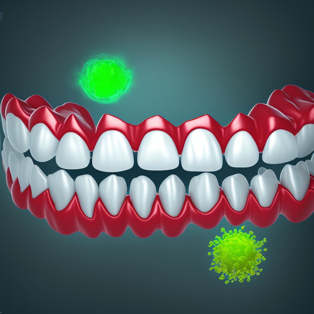 Partial loss of teeth due to caries, class IV digital illustration