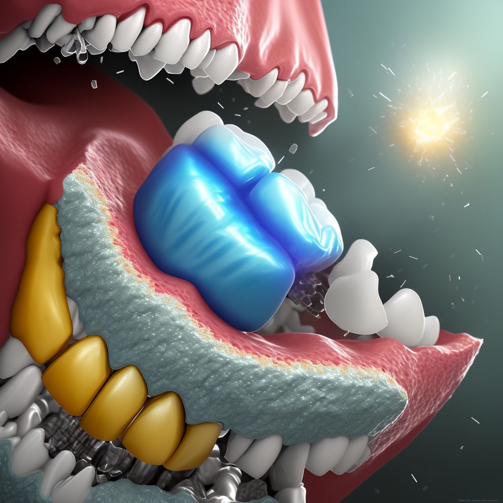 Unrepairable overhanging of dental restorative materials digital illustration