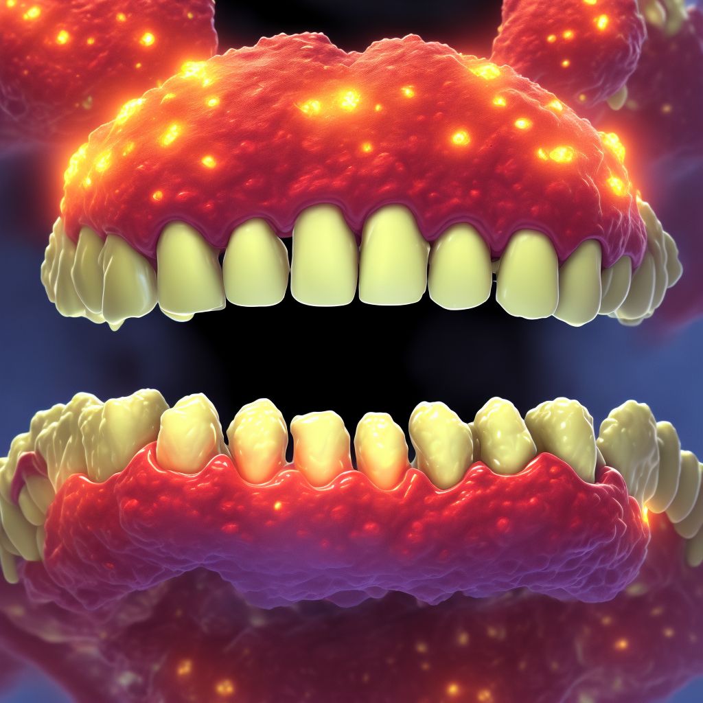 Oral mucositis (ulcerative) due to radiation digital illustration