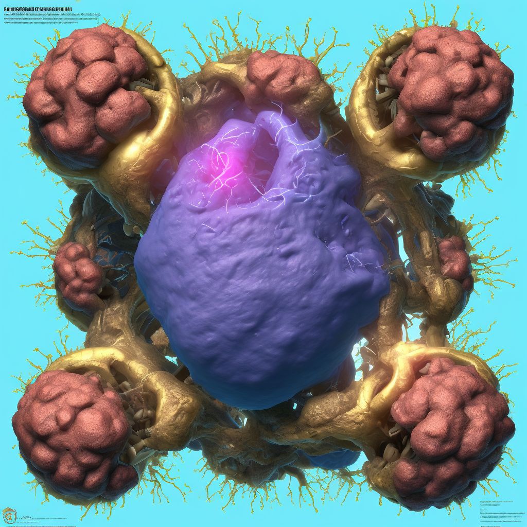 Parastomal hernia with gangrene digital illustration