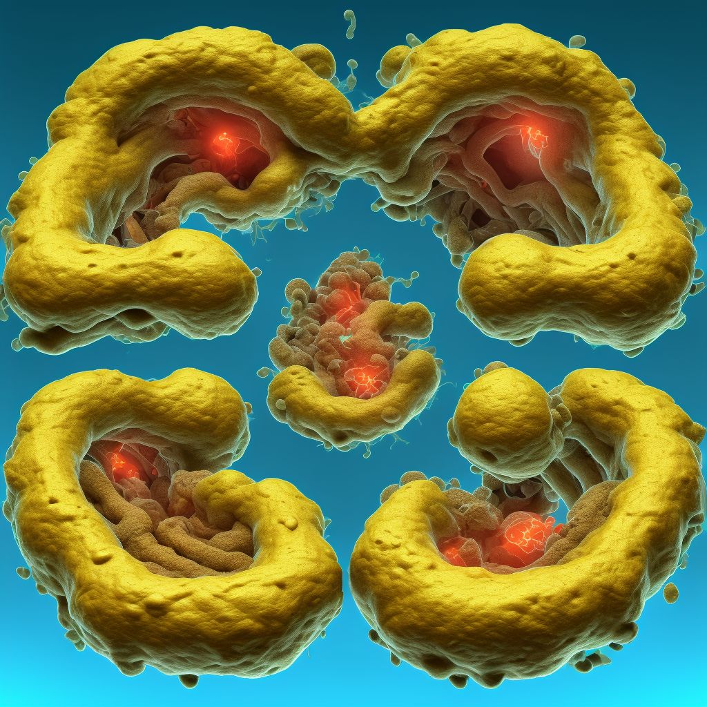 Diverticulitis of both small and large intestine with perforation and abscess with bleeding digital illustration