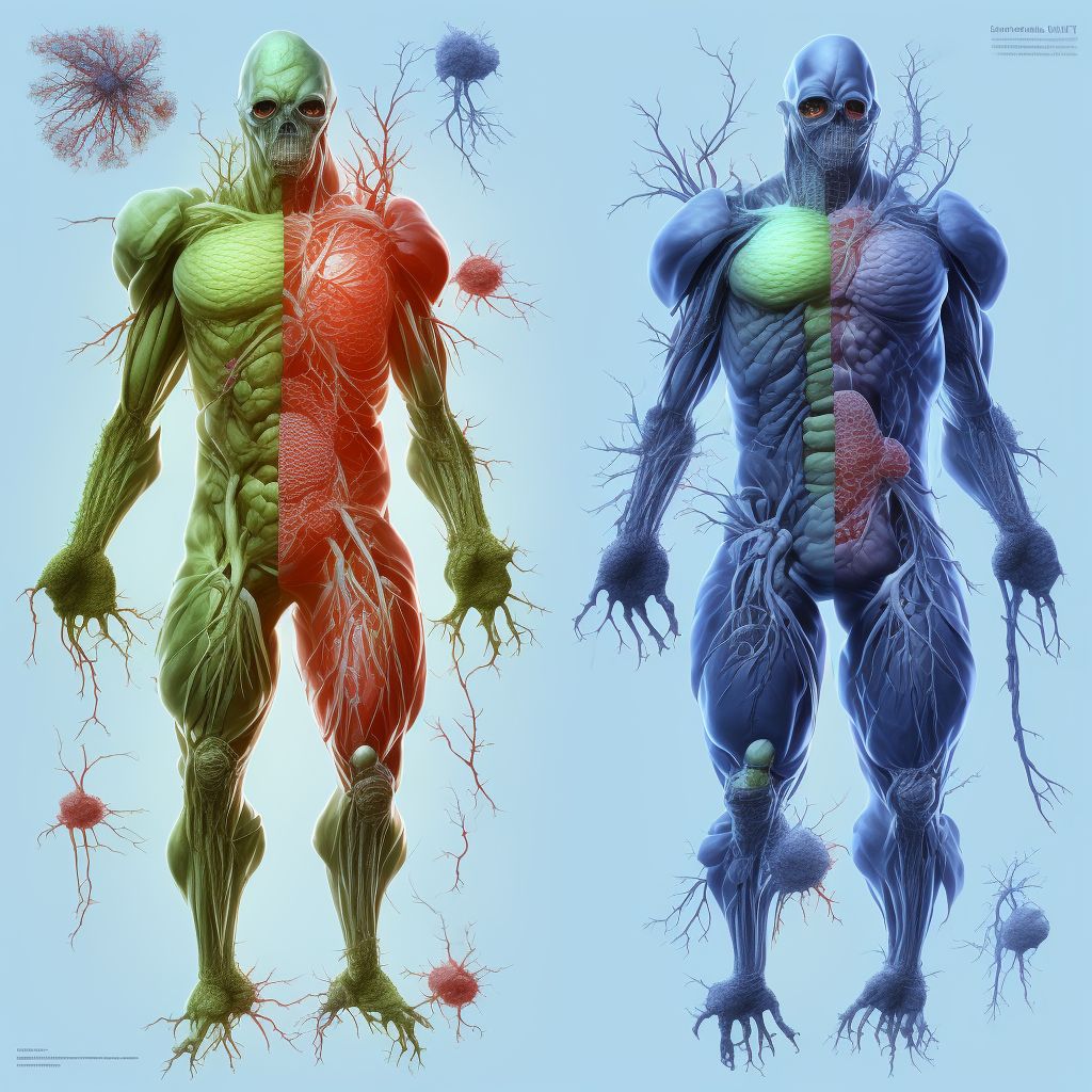 Acute lymphangitis of left lower limb digital illustration