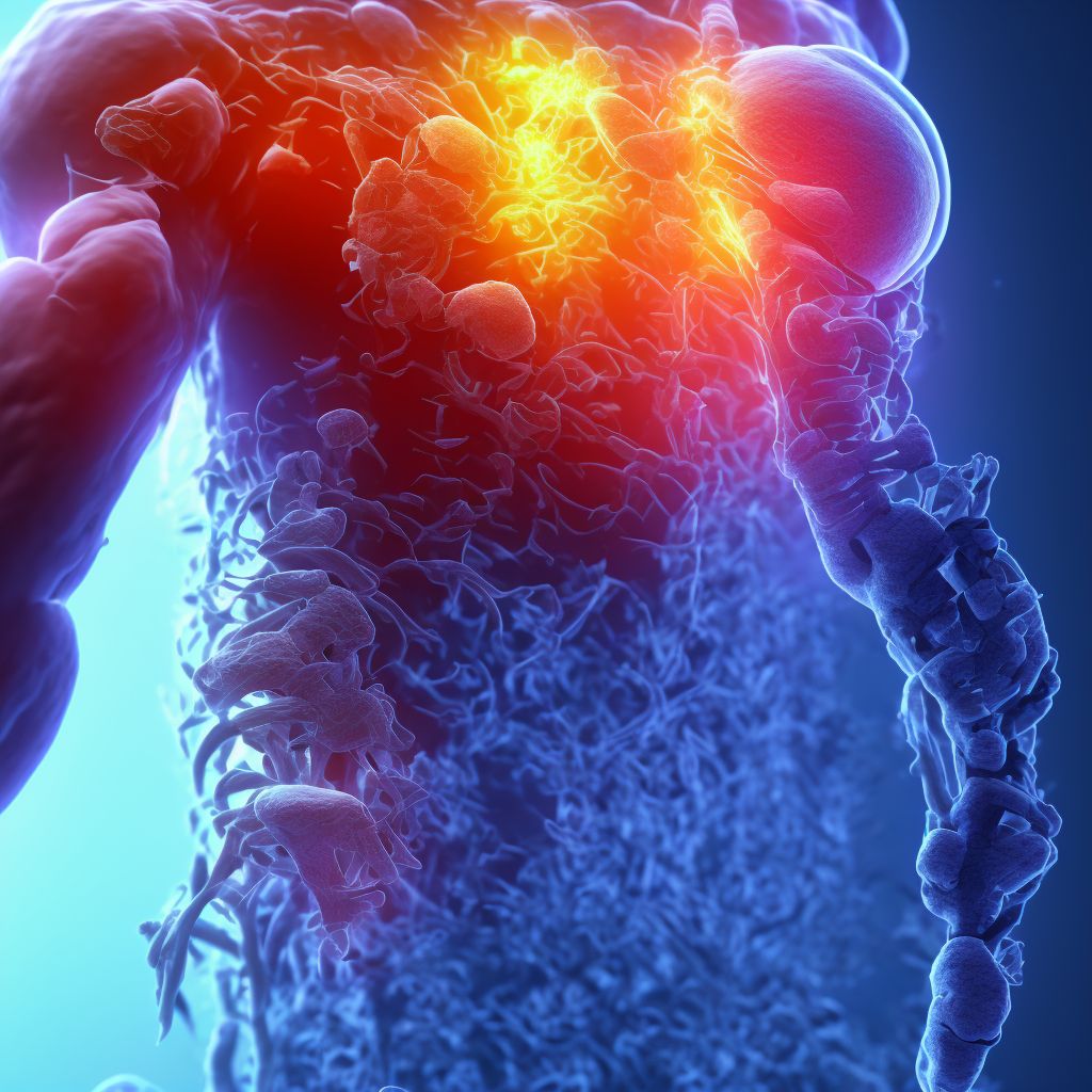 Pressure-induced deep tissue damage of left lower back digital illustration