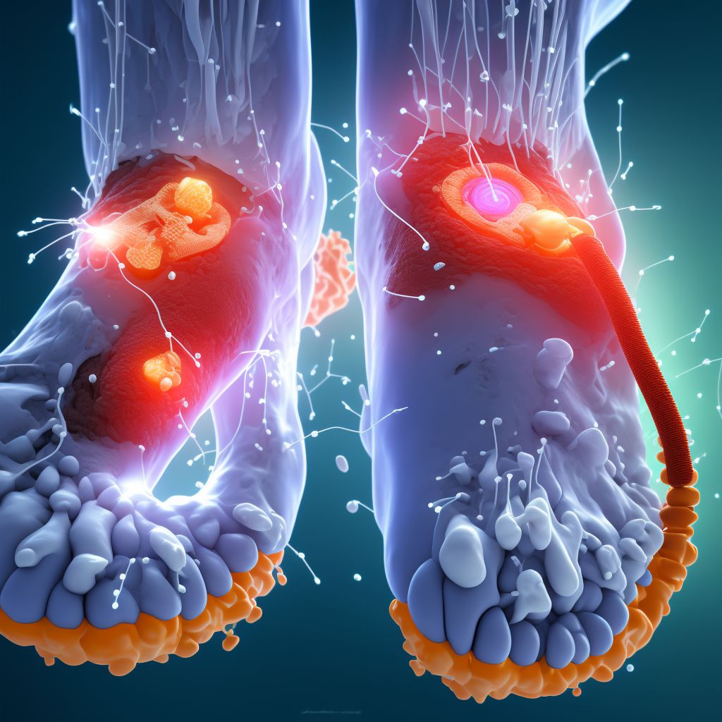 Pressure ulcer of right ankle, unspecified stage digital illustration