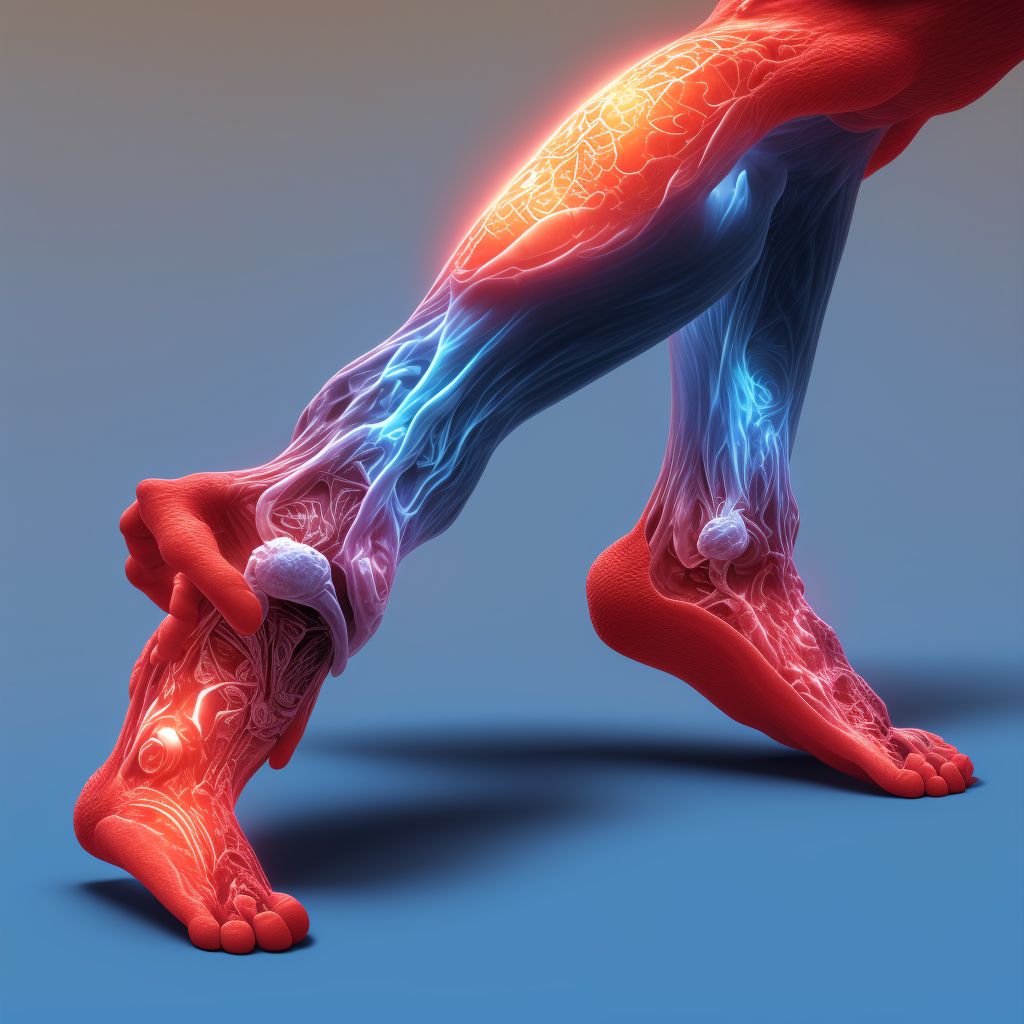 Pressure ulcer of left ankle, stage 4 digital illustration