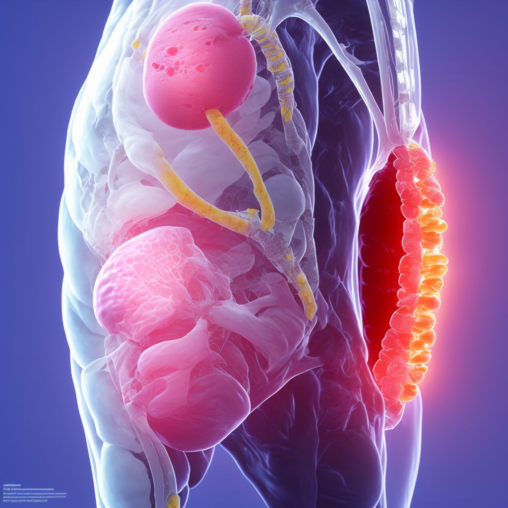 Non-pressure chronic ulcer of right thigh with fat layer exposed digital illustration