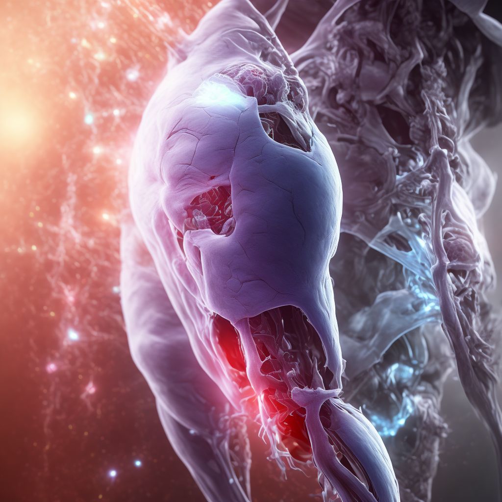 Non-pressure chronic ulcer of right thigh with muscle involvement without evidence of necrosis digital illustration