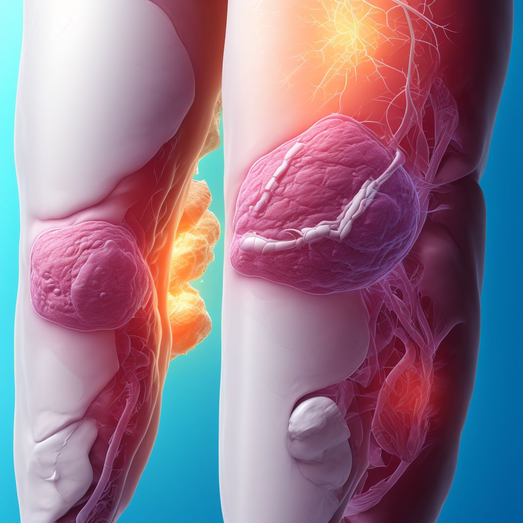 Non-pressure chronic ulcer of right calf with fat layer exposed digital illustration