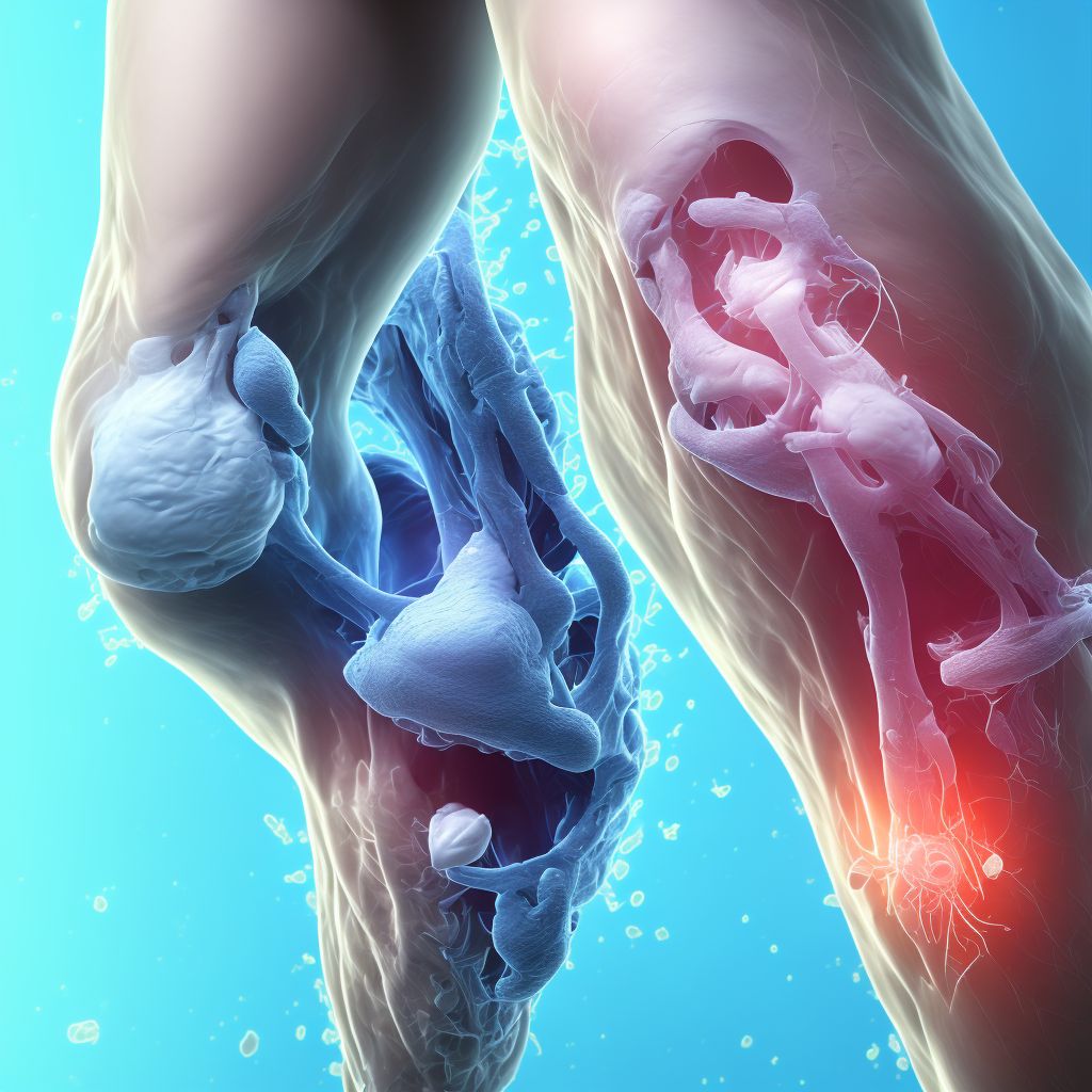 Non-pressure chronic ulcer of right calf with muscle involvement without evidence of necrosis digital illustration