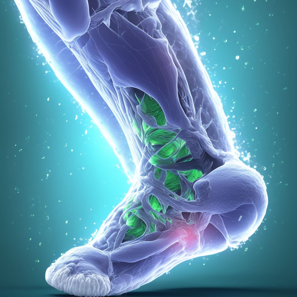 Non-pressure chronic ulcer of right ankle with fat layer exposed digital illustration