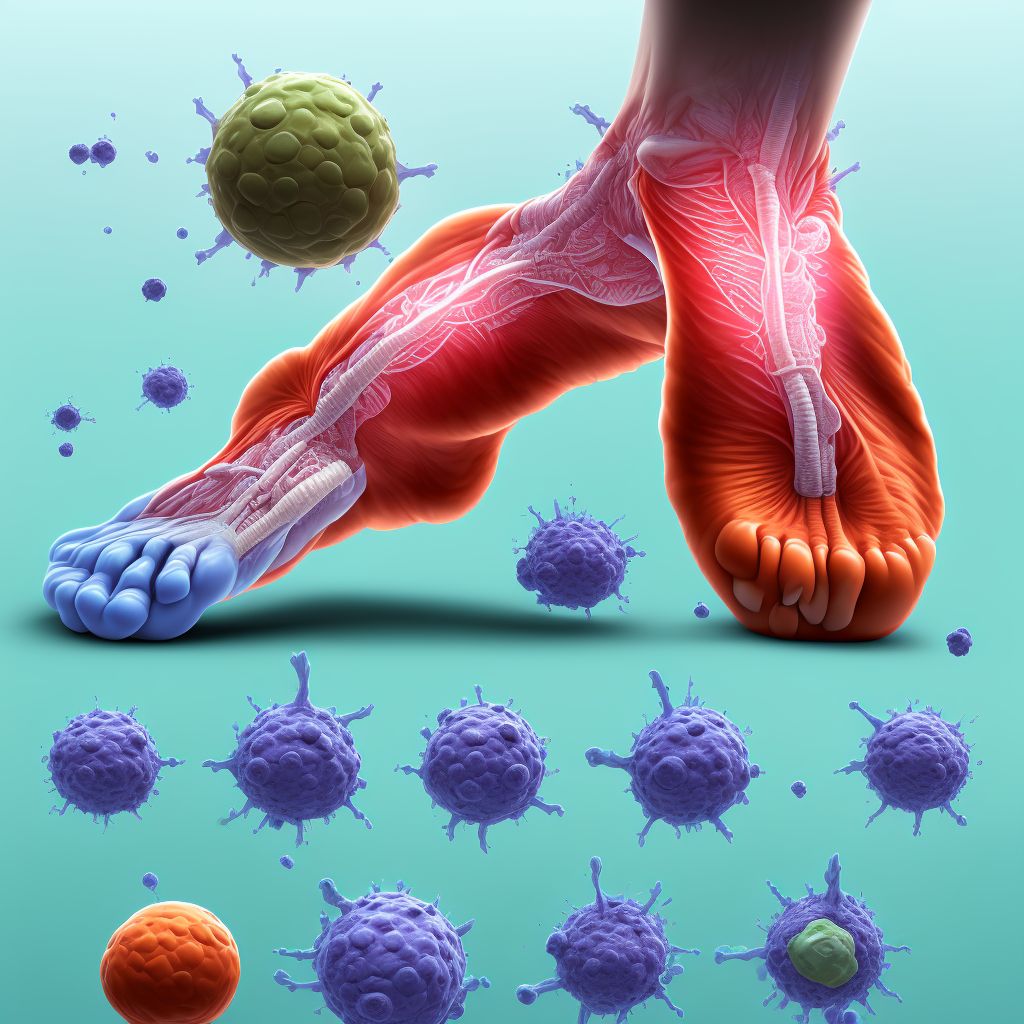 Non-pressure chronic ulcer of left ankle with necrosis of muscle digital illustration