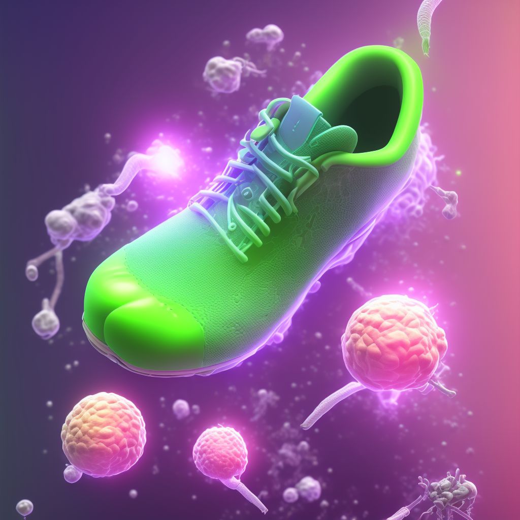 Non-pressure chronic ulcer of other part of unspecified foot with necrosis of muscle digital illustration