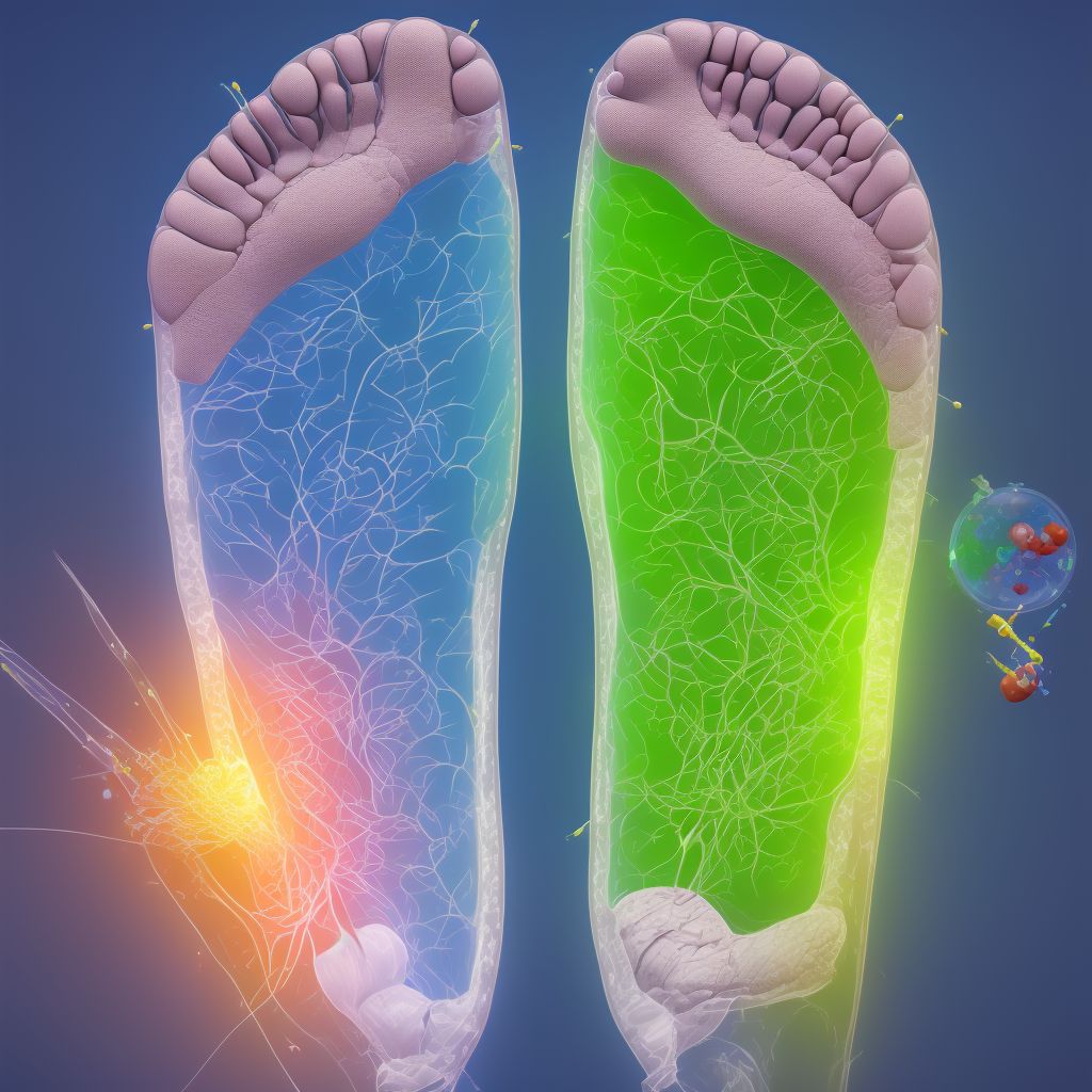 Non-pressure chronic ulcer of other part of right foot with fat layer exposed digital illustration