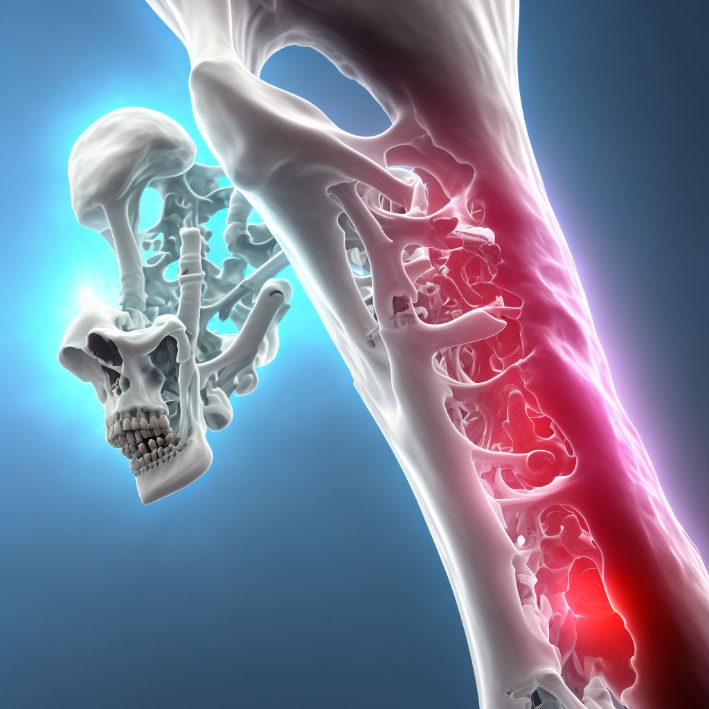 Non-pressure chronic ulcer of other part of right lower leg with necrosis of bone digital illustration