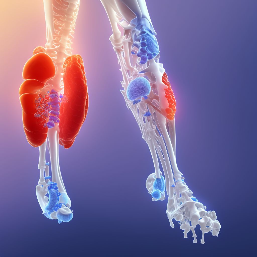 Non-pressure chronic ulcer of other part of left lower leg with necrosis of bone digital illustration