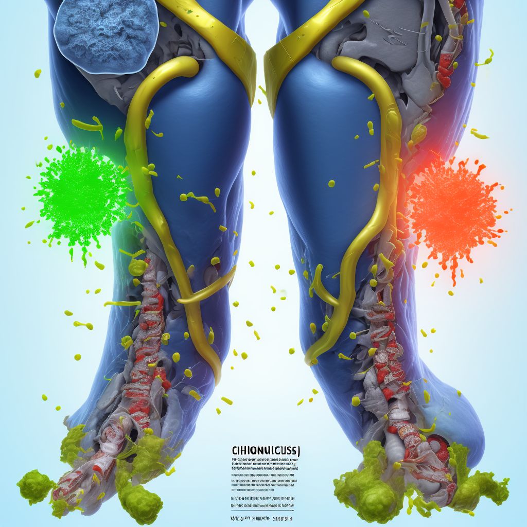 Non-pressure chronic ulcer of unspecified part of unspecified lower leg with necrosis of muscle digital illustration