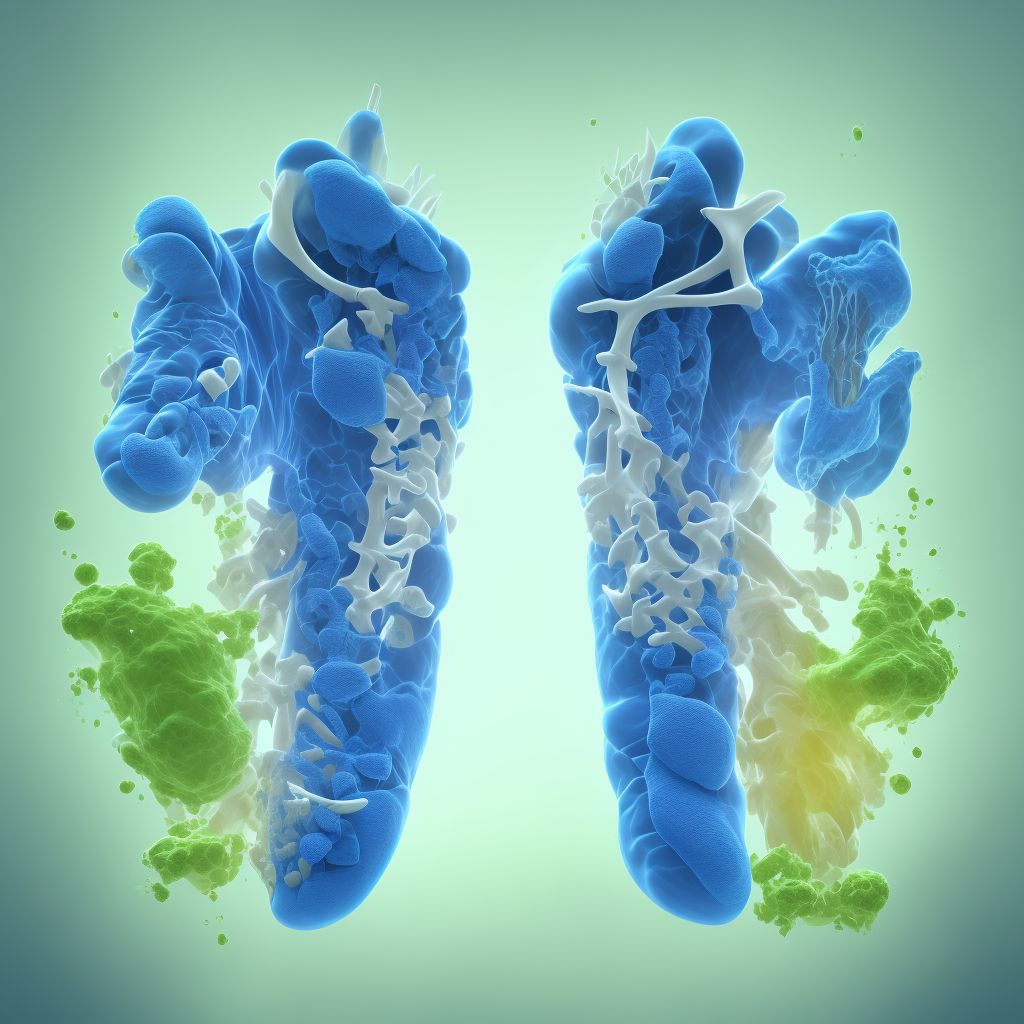 Non-pressure chronic ulcer of unspecified part of unspecified lower leg with necrosis of bone digital illustration