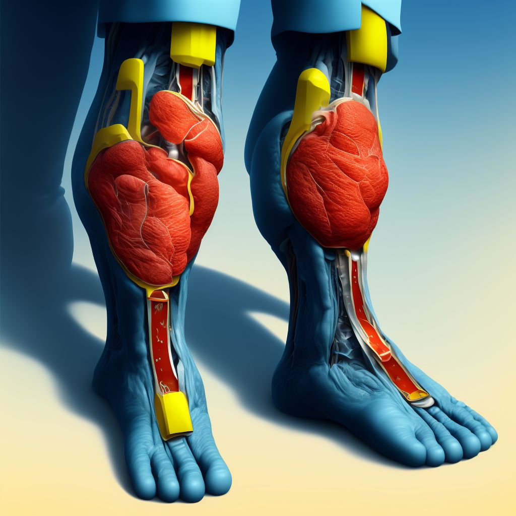 Non-pressure chronic ulcer of unspecified part of right lower leg with fat layer exposed digital illustration