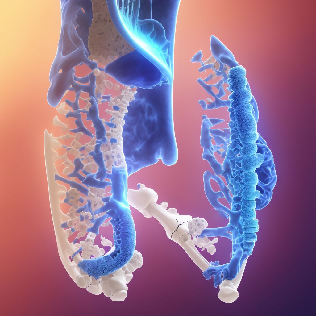 Non-pressure chronic ulcer of unspecified part of right lower leg with necrosis of bone digital illustration