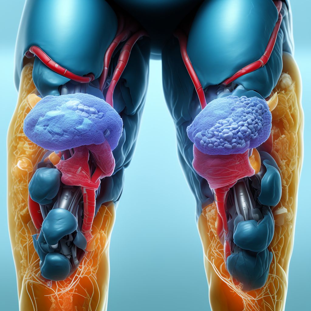 Non-pressure chronic ulcer of unspecified part of right lower leg with muscle involvement without evidence of necrosis digital illustration