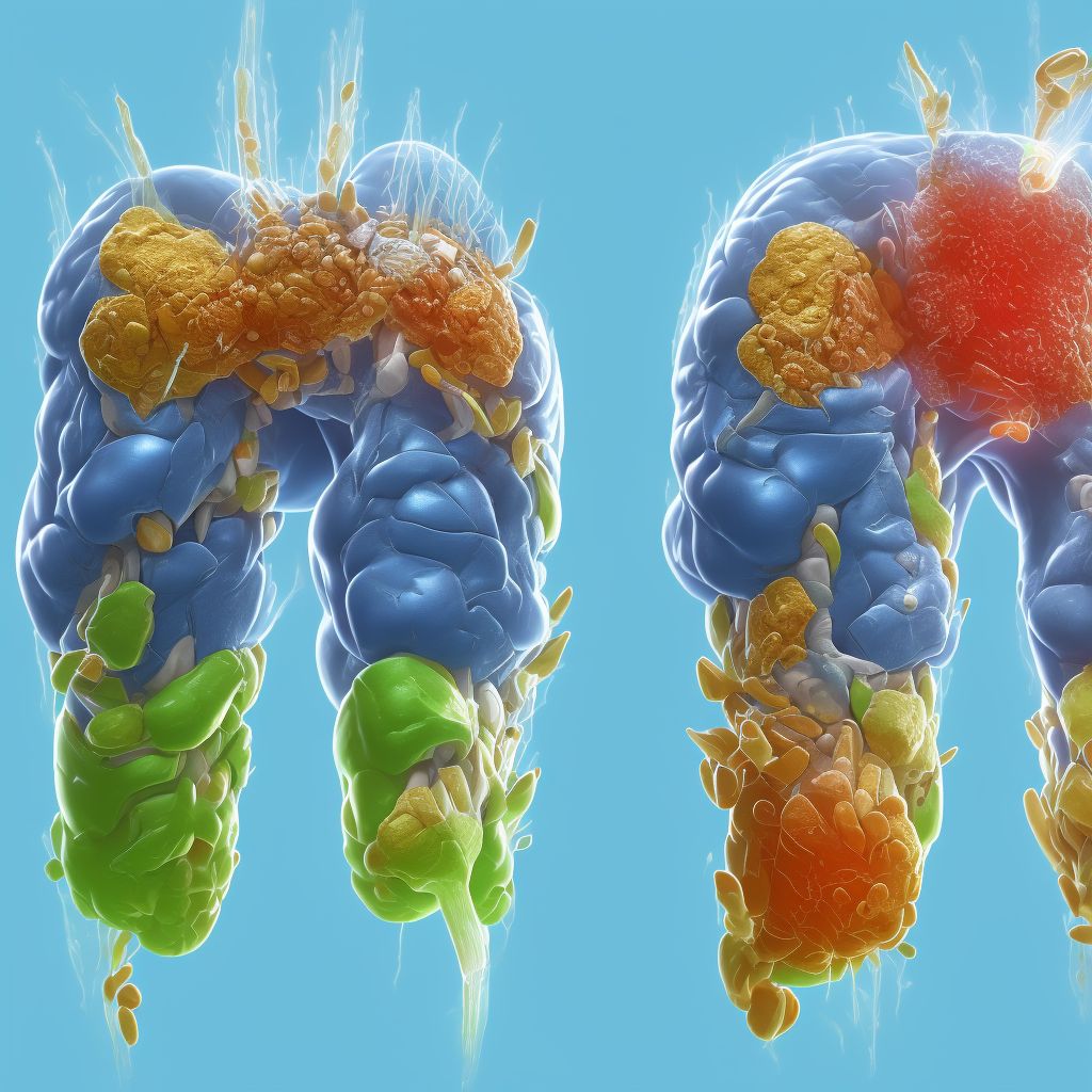 Non-pressure chronic ulcer of unspecified part of right lower leg with other specified severity digital illustration