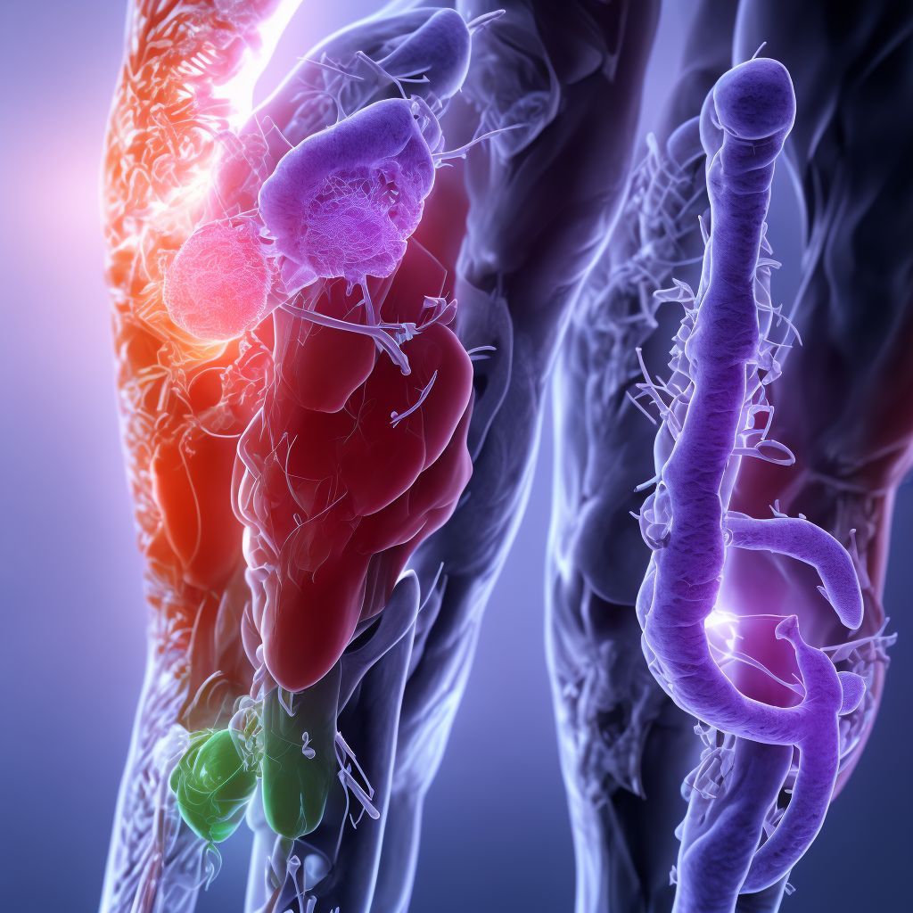 Non-pressure chronic ulcer of unspecified part of left lower leg with necrosis of muscle digital illustration