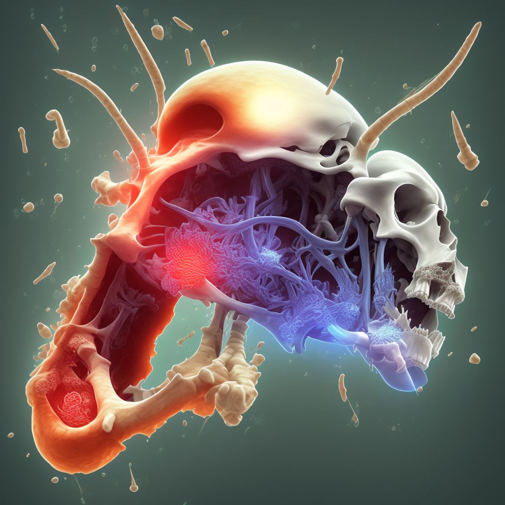 Non-pressure chronic ulcer of unspecified part of left lower leg with necrosis of bone digital illustration