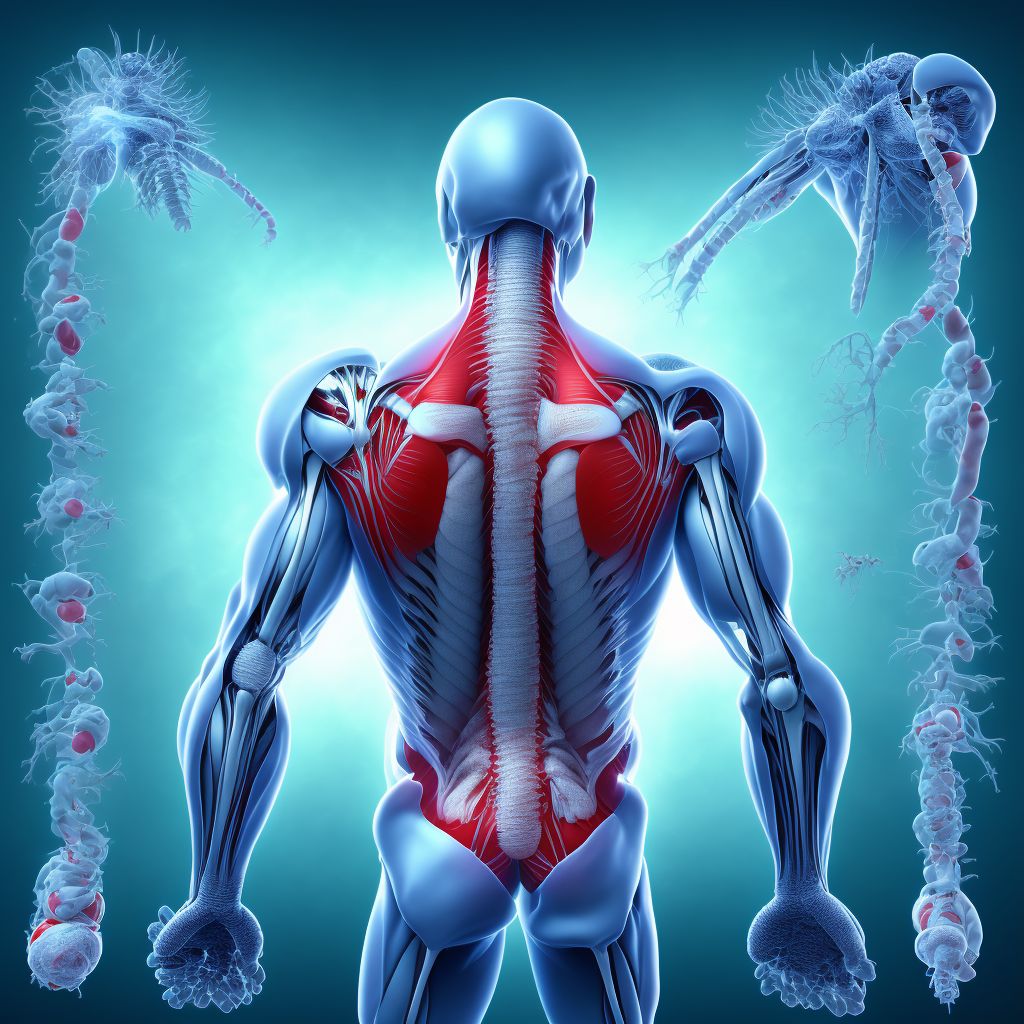 Non-pressure chronic ulcer of back with necrosis of muscle digital illustration