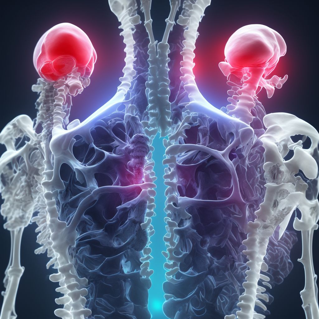 Non-pressure chronic ulcer of back with necrosis of bone digital illustration