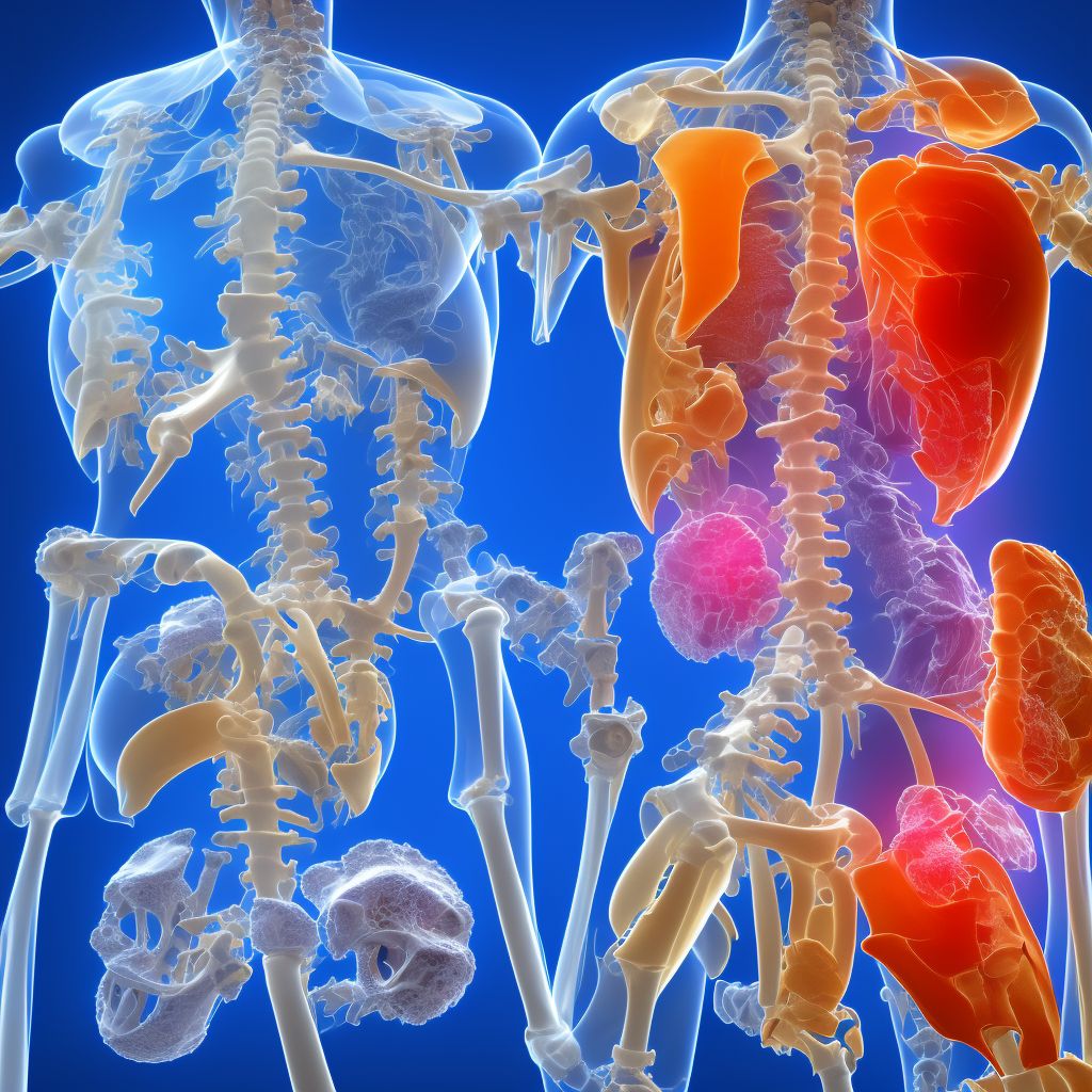 Non-pressure chronic ulcer of back with bone involvement without evidence of necrosis digital illustration