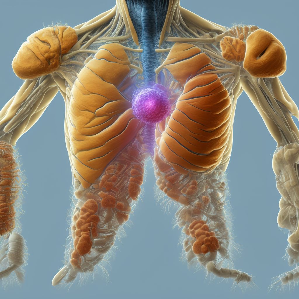 Arthropathy following intestinal bypass, right shoulder digital illustration