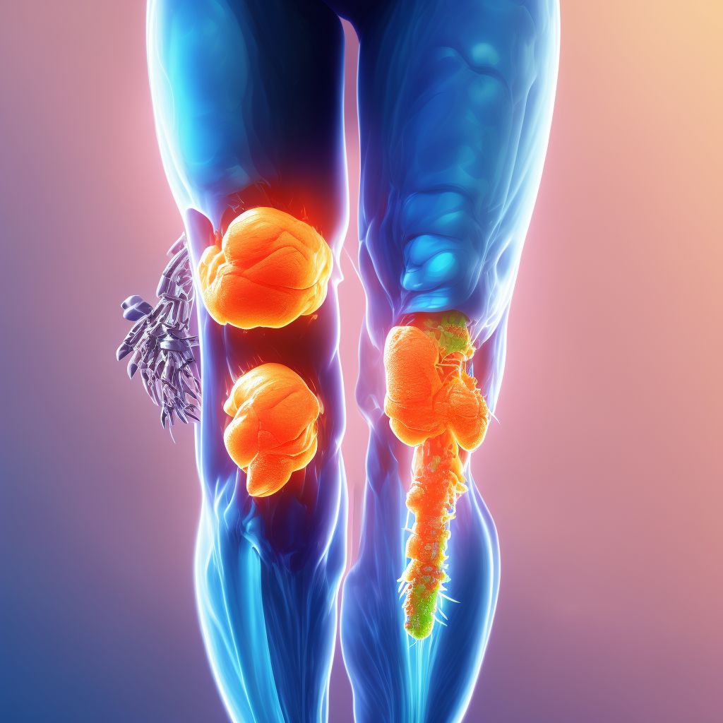 Postimmunization arthropathy, right knee digital illustration