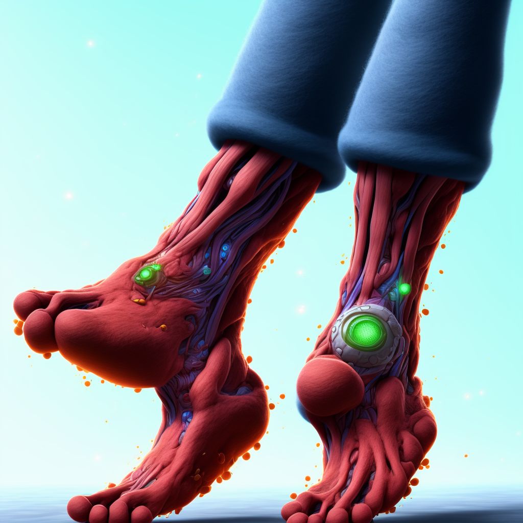 Felty's syndrome, right ankle and foot digital illustration