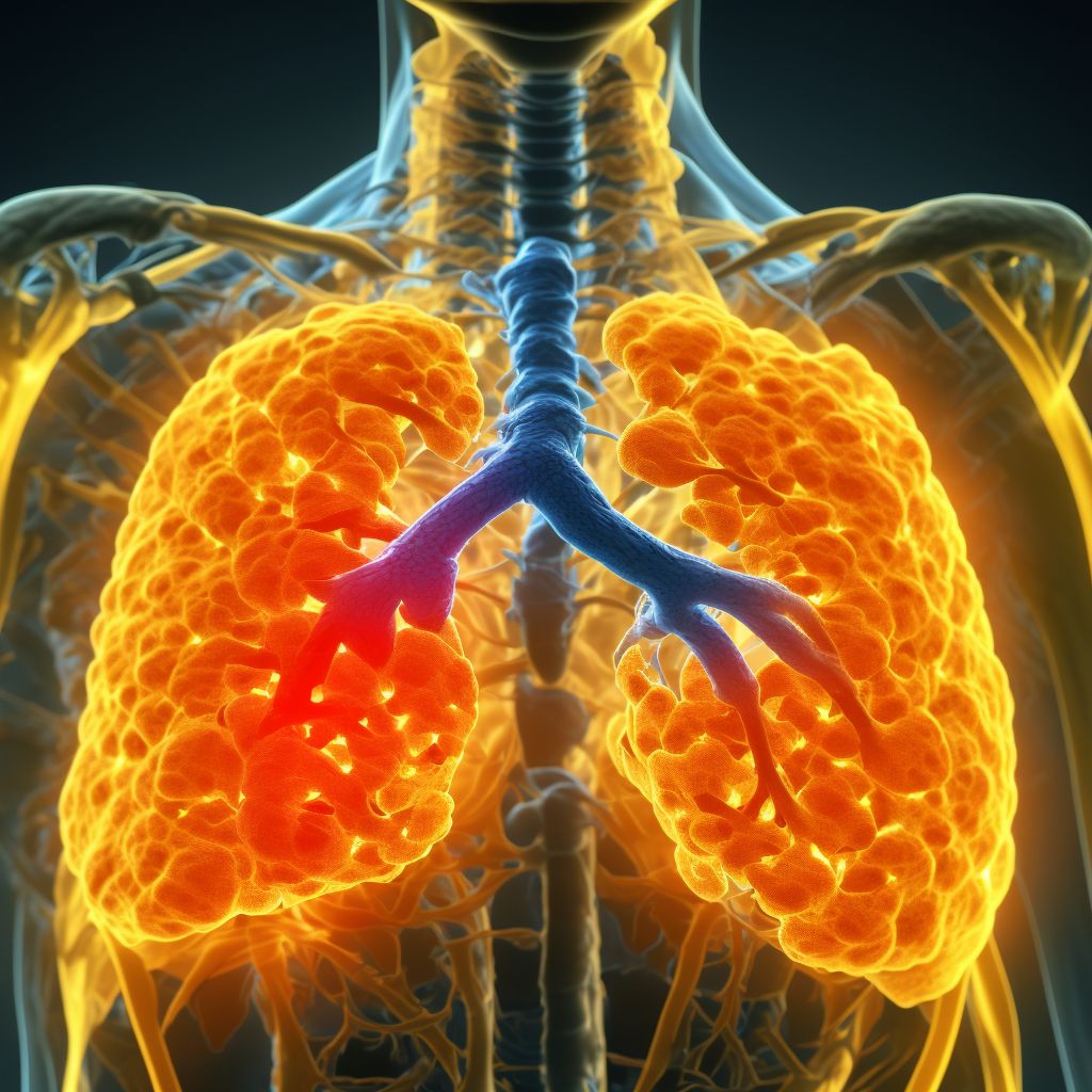 Rheumatoid lung disease with rheumatoid arthritis of right shoulder digital illustration