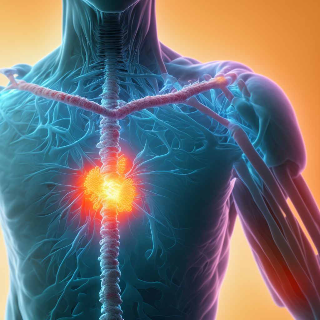 Rheumatoid lung disease with rheumatoid arthritis of left shoulder digital illustration