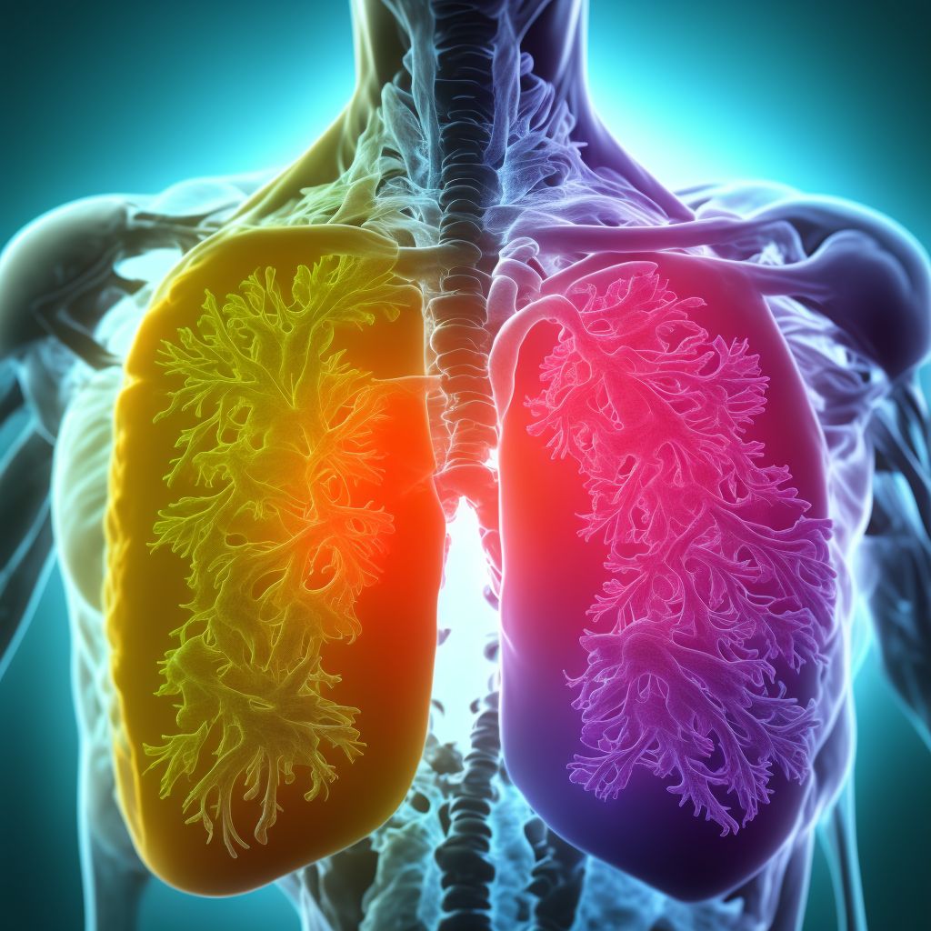 Rheumatoid lung disease with rheumatoid arthritis of unspecified shoulder digital illustration