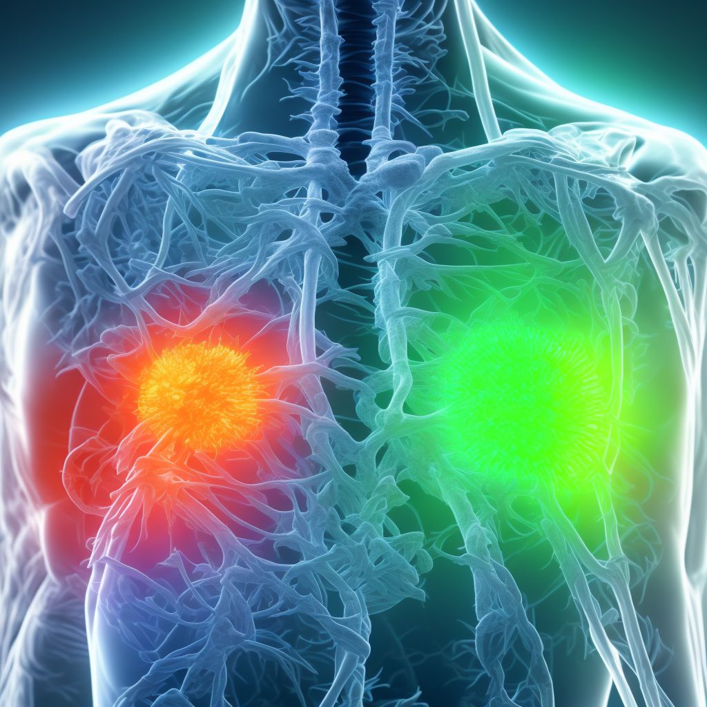 Rheumatoid lung disease with rheumatoid arthritis of right elbow digital illustration