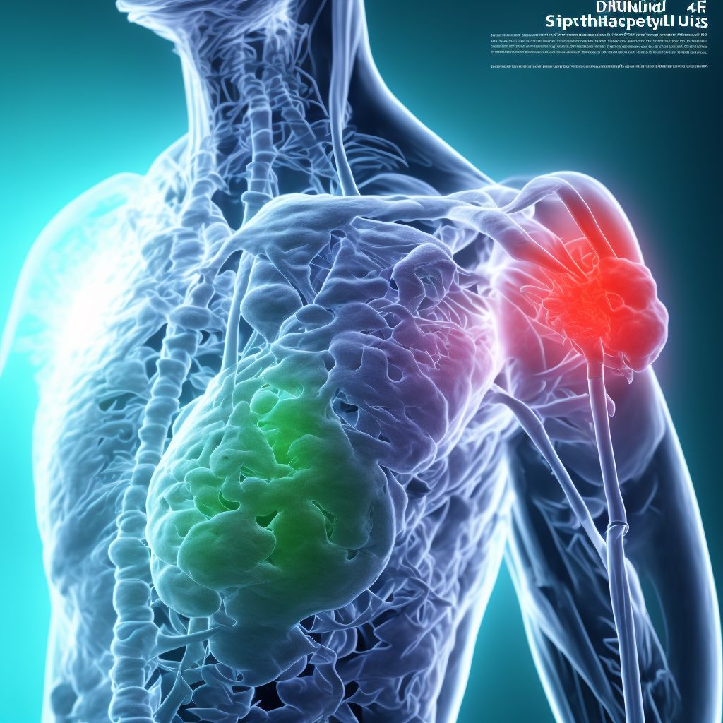 Rheumatoid lung disease with rheumatoid arthritis of unspecified hand digital illustration