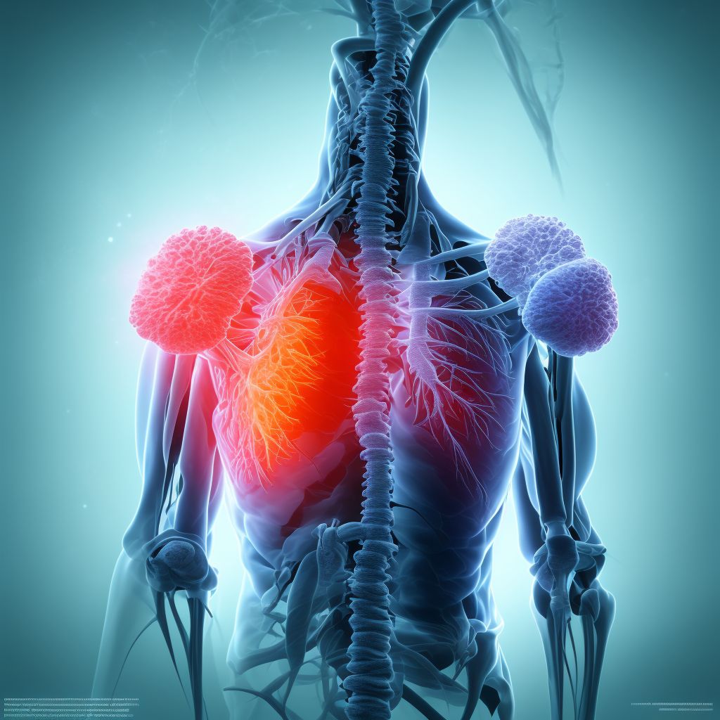 Rheumatoid lung disease with rheumatoid arthritis of right hip digital illustration